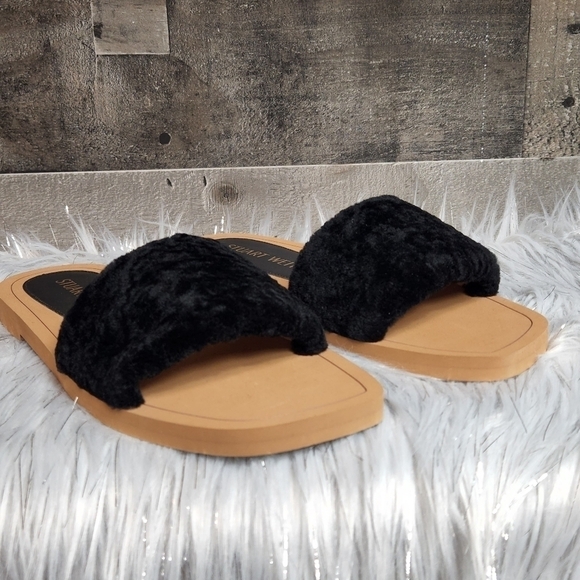 NWB Stuart Weitzman Cammy Shearling-Strap Slide Sandals - Picture 2 of 12